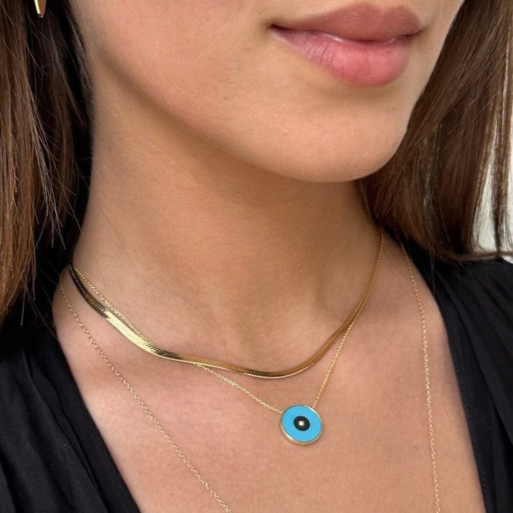 Jennifer Zeuner Karli Necklace 14K yellow gold plated herringbone Necklace NEW